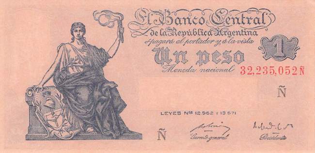 Argentinien p262 1 Peso 1947 xf